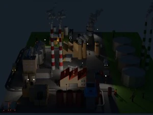 low poly industrial complex pack 3D Model