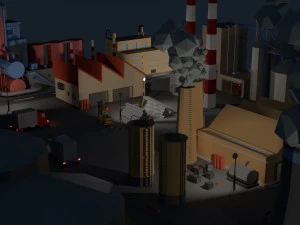 low poly industrial complex pack 3D Model