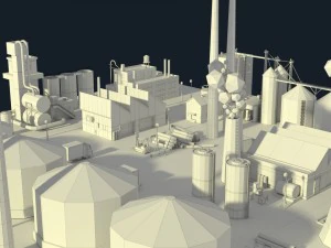 low poly industrial complex pack 3D Model