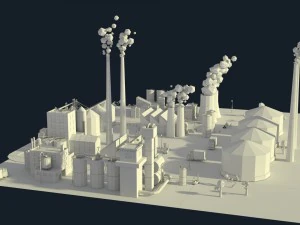 low poly industrial complex pack 3D Model