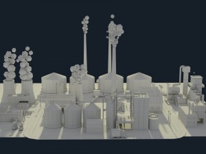 low poly industrial complex pack 3D 모델