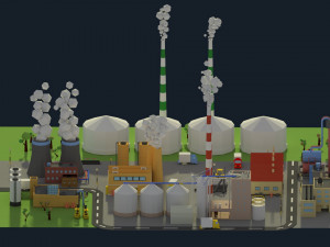 low poly industrial complex pack 3D 모델