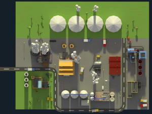 low poly industrial complex pack 3D Model