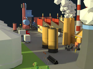 low poly industrial complex pack 3D Model