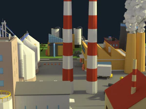low poly industrial complex pack 3D Model