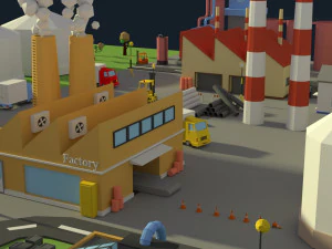 low poly industrial complex pack 3D Model