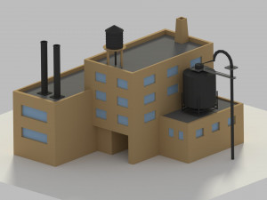 low poly cartoon refinery 3D Model