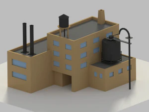 low poly cartoon refinery 3D Model