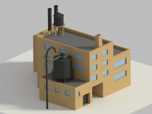 low poly cartoon refinery 3D Model