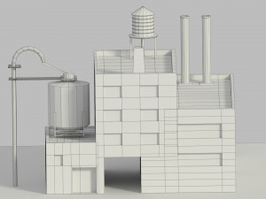 low poly cartoon refinery 3D Model