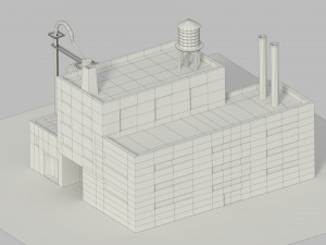low poly cartoon refinery 3D Model