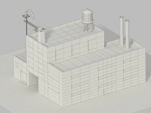 low poly cartoon refinery 3D Model