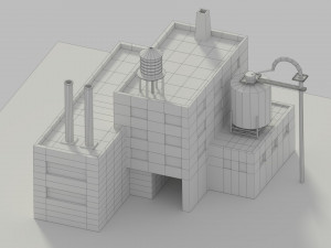 low poly cartoon refinery 3D Model