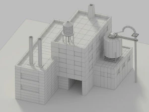 low poly cartoon refinery 3D Model