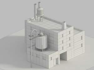 low poly cartoon refinery 3D Model