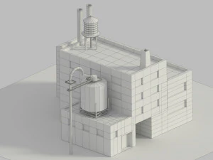 low poly cartoon refinery 3D Model