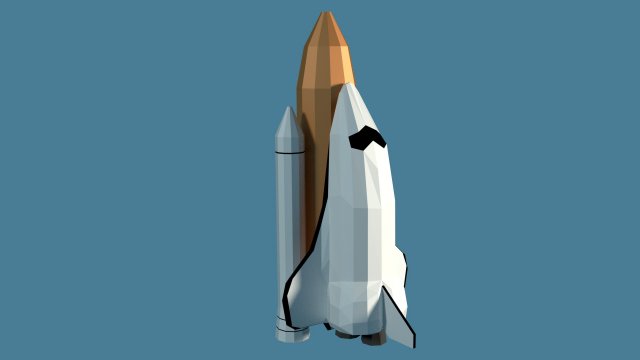 low poly cartoony space shuttle 3D Model .c4d .max .obj .3ds .fbx .stl .blend 