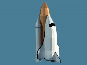 low poly cartoony space shuttle 3D Model