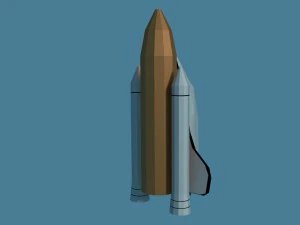 d&uuml;ş&uuml;k poli &ccedil;izgi film benzeri uzay mekiği 3D Model