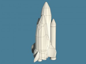 low poly cartoony space shuttle 3D Model