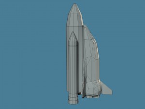 low poly cartoony space shuttle 3D Model