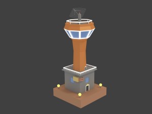 low poly space colony tower Model 3D