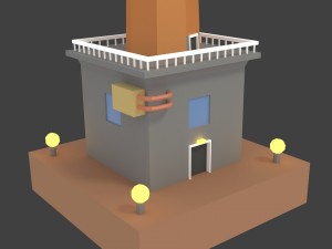 low poly space colony tower Model 3D