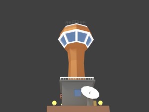 low poly space colony tower Model 3D
