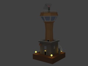 low poly space colony tower Model 3D