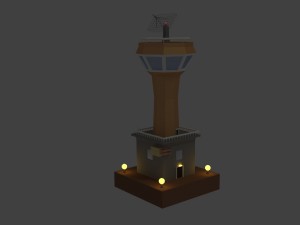 low poly space colony tower Model 3D