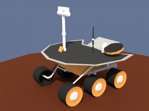 low poly cartoony planet rover 2 3D Model