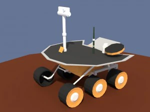 low poly cartoony planet rover 2 3D Model
