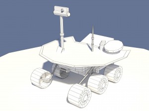 low poly cartoony planet rover 2 3D Model