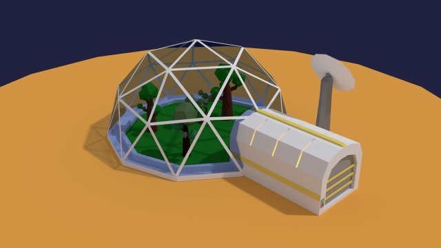 low poly sci fi greenhouse 3D Model .c4d .max .obj .3ds .fbx .stl .blend 