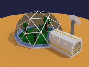 low poly sci fi greenhouse 3D मॉडल