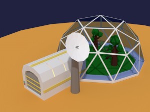 low poly sci fi greenhouse 3D Model