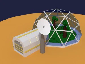 low poly sci fi greenhouse 3D Model
