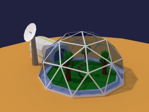 low poly sci fi greenhouse 3D Model