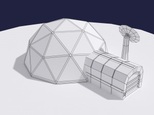 low poly sci fi greenhouse 3D Model