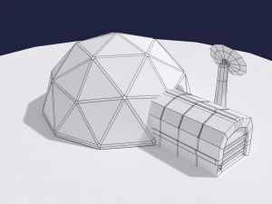 low poly sci fi greenhouse 3D Model