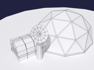 low poly sci fi greenhouse 3D Model