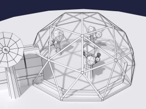 low poly sci fi greenhouse 3D Model