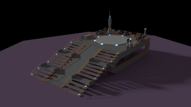 low poly spaceship platform 3D Model .c4d .max .obj .3ds .fbx .stl .blend 