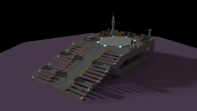 low poly spaceship platform 3D Model .c4d .max .obj .3ds .fbx .stl .blend