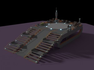 low poly spaceship platform 3D मॉडल