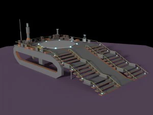 low poly spaceship platform 3D Model