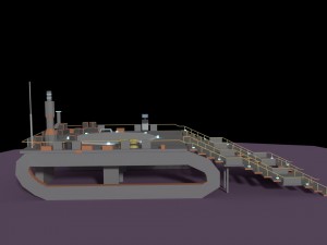 low poly spaceship platform 3D Model