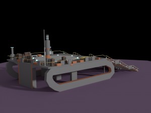low poly spaceship platform 3D Model
