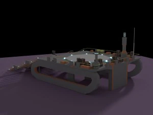 low poly spaceship platform 3D Model