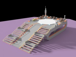 low poly spaceship platform 3D Model